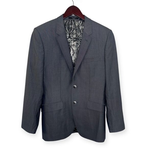 Ted Baker Men’s Blazer 38R Wool-Silk Blend Gray Suit Jacket Preppy Sport Coat - Picture 10 of 10